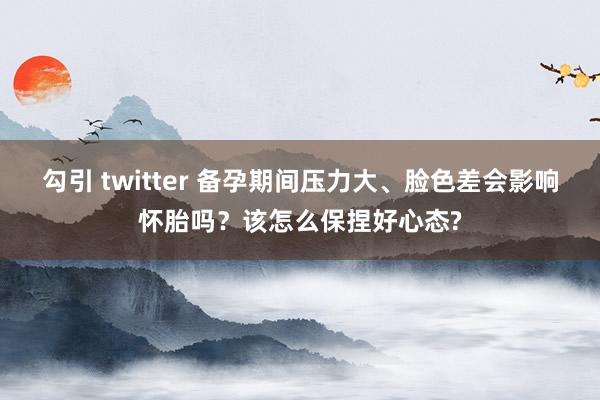 勾引 twitter 备孕期间压力大、脸色差会影响怀胎吗？该怎么保捏好心态?