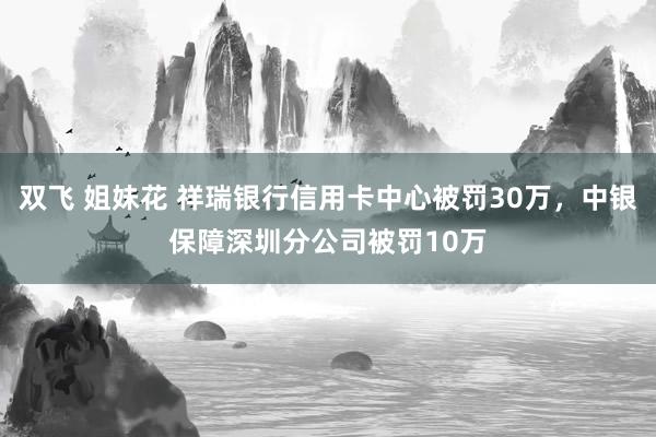 双飞 姐妹花 祥瑞银行信用卡中心被罚30万，中银保障深圳分公司被罚10万