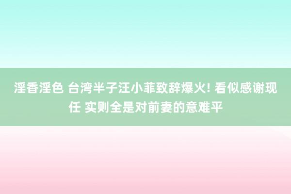 淫香淫色 台湾半子汪小菲致辞爆火! 看似感谢现任 实则全是对前妻的意难平