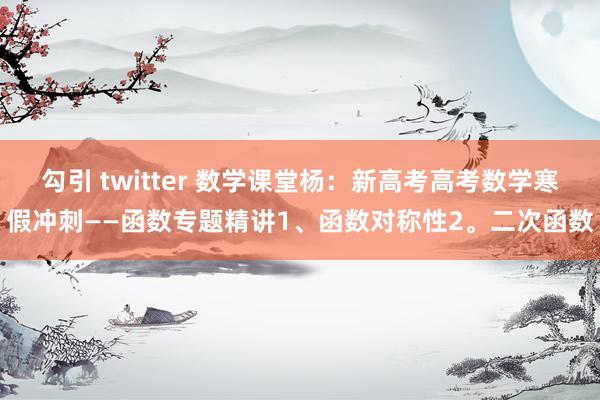 勾引 twitter 数学课堂杨：新高考高考数学寒假冲刺——函数专题精讲1、函数对称性2。二次函数