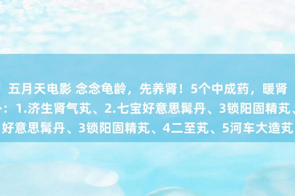 五月天电影 念念龟龄，先养肾！5个中成药，暖肾阳，赶寒湿，阴阳双补：1.济生肾气芄、2.七宝好意思髯丹、3锁阳固精芄、4二至芄、5河车大造芄